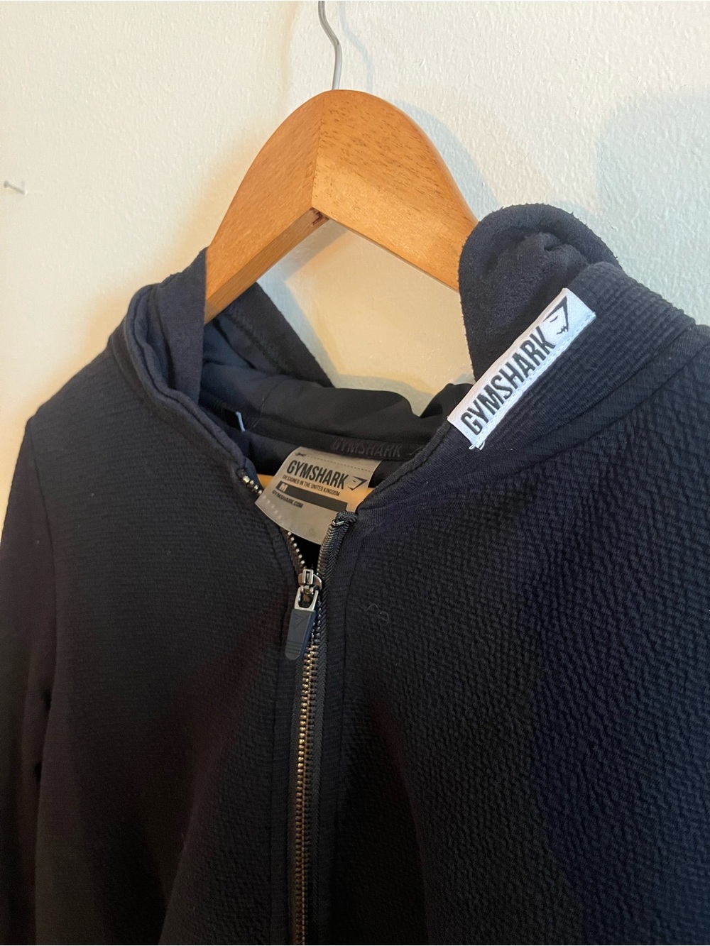 Gymshark Black Textured Full-Zip Hoodie